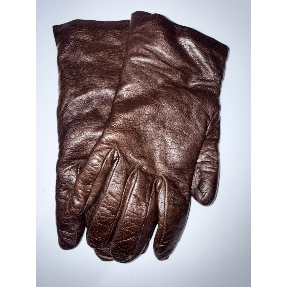 Sermoneta Gloves Italian  Cashmere Lined Brown Leather Gloves Size 7.5 1